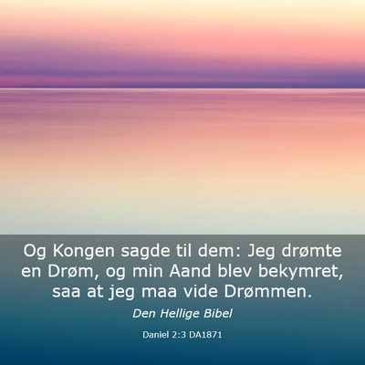 Picture 03 - Daniel 2:3 DA1871 - Og Kongen sagde til dem: Jeg drømte en Drøm, og - Bible Verse Picture