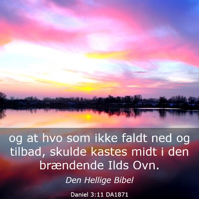 Picture 03 - Daniel 3:11 DA1871 - og at hvo som ikke faldt ned og tilbad, skulde - Bible Verse Picture
