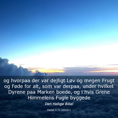 Picture 03 - Daniel 4:21 DA1871 - og hvorpaa der var dejligt Løv og megen Frugt og - Bible Verse Picture