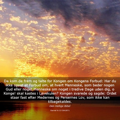 Picture 03 - Daniel 6:13 DA1871 - Da kom de frem og talte for Kongen om Kongens - Bible Verse Picture