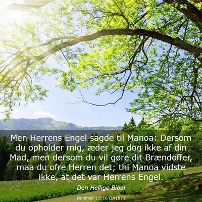 Picture 03 - Dommer 13:16 DA1871 - Men Herrens Engel sagde til Manoa: Dersom du - Bible Verse Picture