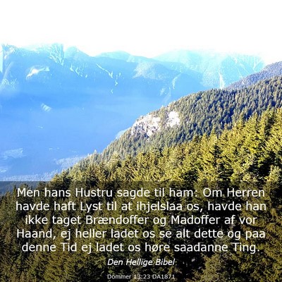 Picture 03 - Dommer 13:23 DA1871 - Men hans Hustru sagde til ham: Om Herren havde - Bible Verse Picture