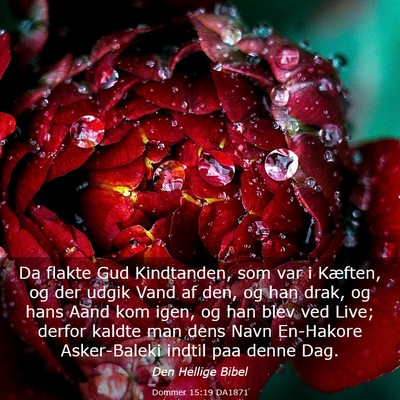 Picture 03 - Dommer 15:19 DA1871 - Da flakte Gud Kindtanden, som var i Kæften, og - Bible Verse Picture