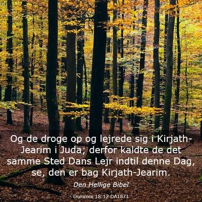Picture 03 - Dommer 18:12 DA1871 - Og de droge op og lejrede sig i Kirjath-Jearim i - Bible Verse Picture