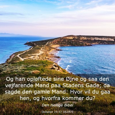 Picture 03 - Dommer 19:17 DA1871 - Og han opløftede sine Øjne og saa den - Bible Verse Picture