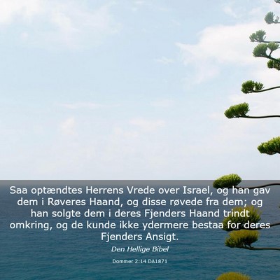 Picture 03 - Dommer 2:14 DA1871 - Saa optændtes Herrens Vrede over Israel, og han - Bible Verse Picture