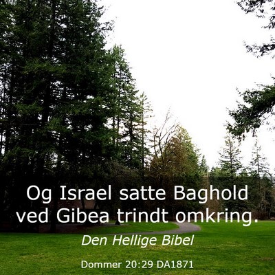 Picture 03 - Dommer 20:29 DA1871 - Og Israel satte Baghold ved Gibea trindt - Bible Verse Picture
