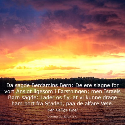 Picture 03 - Dommer 20:32 DA1871 - Da sagde Benjamins Børn: De ere slagne for vort - Bible Verse Picture