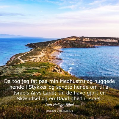 Picture 03 - Dommer 20:6 DA1871 - Da tog jeg fat paa min Medhustru og huggede hende - Bible Verse Picture