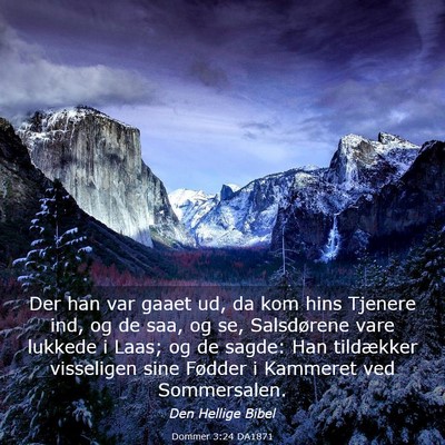 Picture 03 - Dommer 3:24 DA1871 - Der han var gaaet ud, da kom hins Tjenere ind, og - Bible Verse Picture