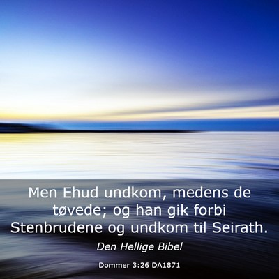 Picture 03 - Dommer 3:26 DA1871 - Men Ehud undkom, medens de tøvede; og han gik - Bible Verse Picture