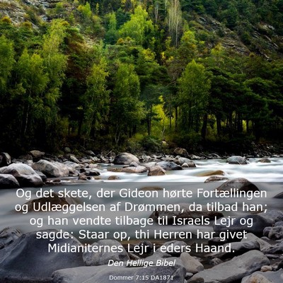 Picture 03 - Dommer 7:15 DA1871 - Og det skete, der Gideon hørte Fortællingen og - Bible Verse Picture