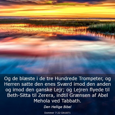 Picture 03 - Dommer 7:22 DA1871 - Og de blæste i de tre Hundrede Trompeter, og - Bible Verse Picture