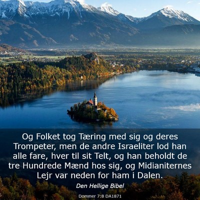 Picture 03 - Dommer 7:8 DA1871 - Og Folket tog Tæring med sig og deres Trompeter, - Bible Verse Picture