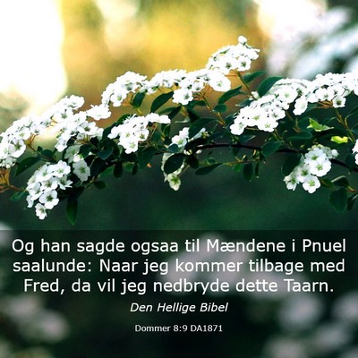 Picture 03 - Dommer 8:9 DA1871 - Og han sagde ogsaa til Mændene i Pnuel saalunde: - Bible Verse Picture
