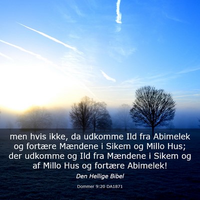 Picture 03 - Dommer 9:20 DA1871 - men hvis ikke, da udkomme Ild fra Abimelek og - Bible Verse Picture
