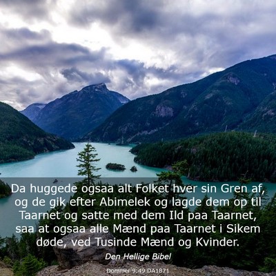Picture 03 - Dommer 9:49 DA1871 - Da huggede ogsaa alt Folket hver sin Gren af, og - Bible Verse Picture