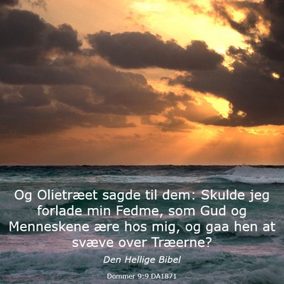 Picture 03 - Dommer 9:9 DA1871 - Og Olietræet sagde til dem: Skulde jeg forlade - Bible Verse Picture
