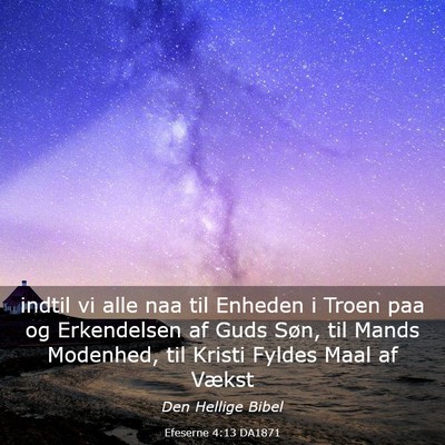 Picture 03 - Efeserne 4:13 DA1871 - indtil vi alle naa til Enheden i Troen paa og - Bible Verse Picture