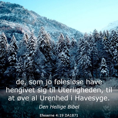 Picture 03 - Efeserne 4:19 DA1871 - de, som jo følesløse have hengivet sig til - Bible Verse Picture