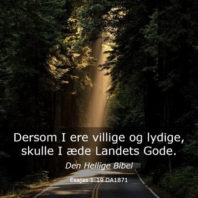 Picture 03 - Esajas 1:19 DA1871 - Dersom I ere villige og lydige, skulle I æde - Bible Verse Picture