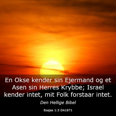 Picture 03 - Esajas 1:3 DA1871 - En Okse kender sin Ejermand og et Asen sin Herres - Bible Verse Picture