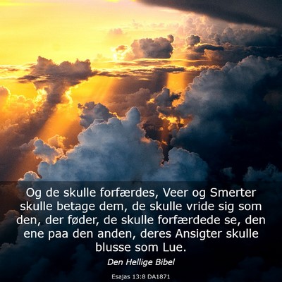 Picture 03 - Esajas 13:8 DA1871 - Og de skulle forfærdes, Veer og Smerter skulle - Bible Verse Picture