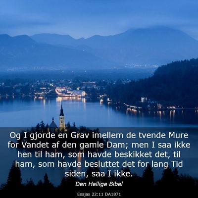 Picture 03 - Esajas 22:11 DA1871 - Og I gjorde en Grav imellem de tvende Mure for - Bible Verse Picture