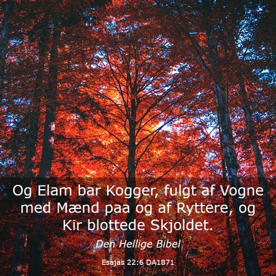 Picture 03 - Esajas 22:6 DA1871 - Og Elam bar Kogger, fulgt af Vogne med Mænd paa - Bible Verse Picture