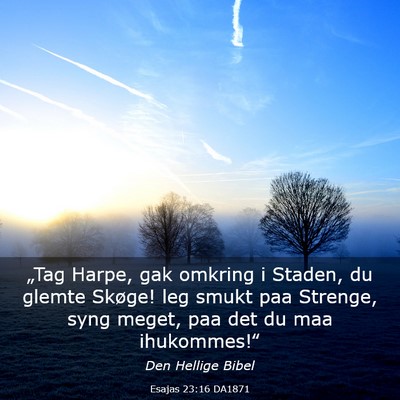 Picture 03 - Esajas 23:16 DA1871 - „Tag Harpe, gak omkring i Staden, du glemte - Bible Verse Picture