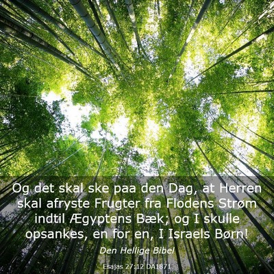 Picture 03 - Esajas 27:12 DA1871 - Og det skal ske paa den Dag, at Herren skal - Bible Verse Picture