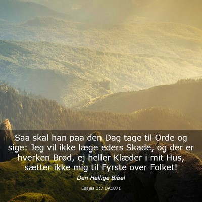Picture 03 - Esajas 3:7 DA1871 - Saa skal han paa den Dag tage til Orde og sige: - Bible Verse Picture