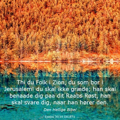 Picture 03 - Esajas 30:19 DA1871 - Thi du Folk i Zion, du som bor i Jerusalem! du - Bible Verse Picture