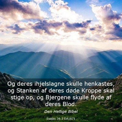 Picture 03 - Esajas 34:3 DA1871 - Og deres ihjelslagne skulle henkastes, og Stanken - Bible Verse Picture