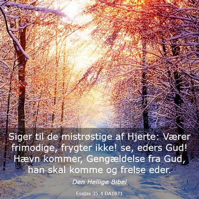 Picture 03 - Esajas 35:4 DA1871 - Siger til de mistrøstige af Hjerte: Værer - Bible Verse Picture