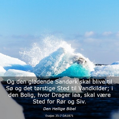 Picture 03 - Esajas 35:7 DA1871 - Og den glødende Sandørk skal blive til Sø og - Bible Verse Picture