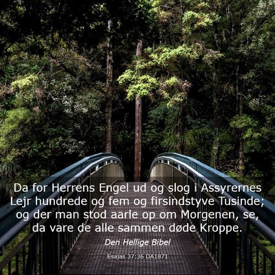 Picture 03 - Esajas 37:36 DA1871 - Da for Herrens Engel ud og slog i Assyrernes Lejr - Bible Verse Picture