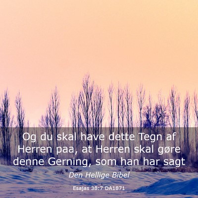 Picture 03 - Esajas 38:7 DA1871 - Og du skal have dette Tegn af Herren paa, at - Bible Verse Picture