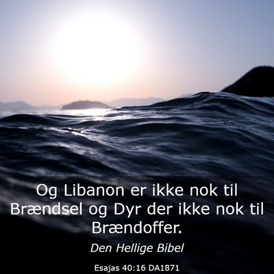 Picture 03 - Esajas 40:16 DA1871 - Og Libanon er ikke nok til Brændsel og Dyr der - Bible Verse Picture