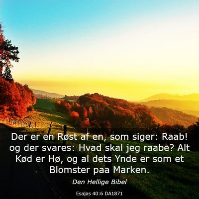 Picture 03 - Esajas 40:6 DA1871 - Der er en Røst af en, som siger: Raab! og der - Bible Verse Picture
