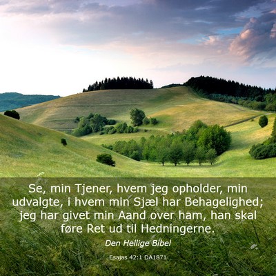 Picture 03 - Esajas 42:1 DA1871 - Se, min Tjener, hvem jeg opholder, min udvalgte, - Bible Verse Picture
