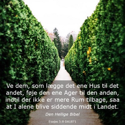 Picture 03 - Esajas 5:8 DA1871 - Ve dem, som lægge det ene Hus til det andet, - Bible Verse Picture