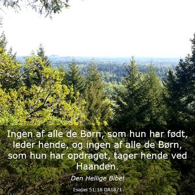 Picture 03 - Esajas 51:18 DA1871 - Ingen af alle de Børn, som hun har født, leder - Bible Verse Picture