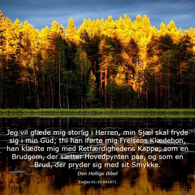 Picture 03 - Esajas 61:10 DA1871 - Jeg vil glæde mig storlig i Herren, min Sjæl - Bible Verse Picture