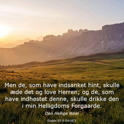 Picture 03 - Esajas 62:9 DA1871 - Men de, som have indsanket hint, skulle æde det - Bible Verse Picture