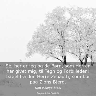 Picture 03 - Esajas 8:18 DA1871 - Se, her er jeg og de Børn, som Herren har givet - Bible Verse Picture