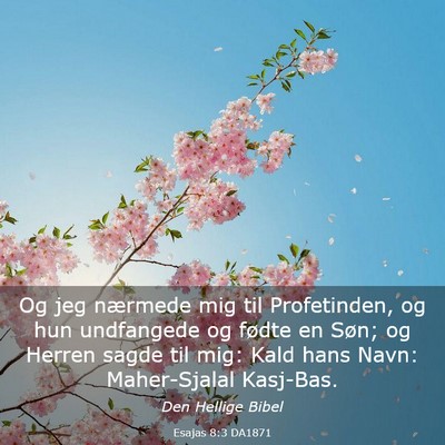 Picture 03 - Esajas 8:3 DA1871 - Og jeg nærmede mig til Profetinden, og hun - Bible Verse Picture