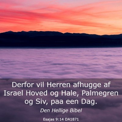 Picture 03 - Esajas 9:14 DA1871 - Derfor vil Herren afhugge af Israel Hoved og - Bible Verse Picture