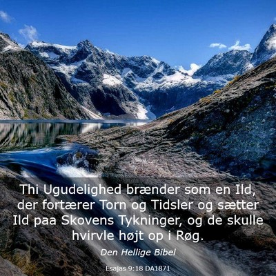 Picture 03 - Esajas 9:18 DA1871 - Thi Ugudelighed brænder som en Ild, der - Bible Verse Picture