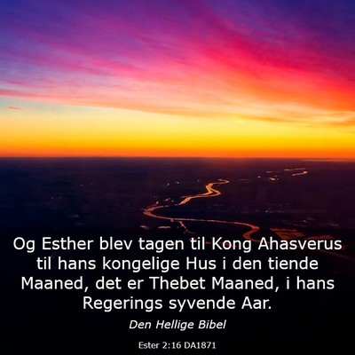 Picture 03 - Ester 2:16 DA1871 - Og Esther blev tagen til Kong Ahasverus til hans - Bible Verse Picture